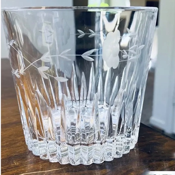 Vintage Princess House Crystal Ice Bucket Bowl Etched Floral Heavy Collectible - Picture 2 of 7